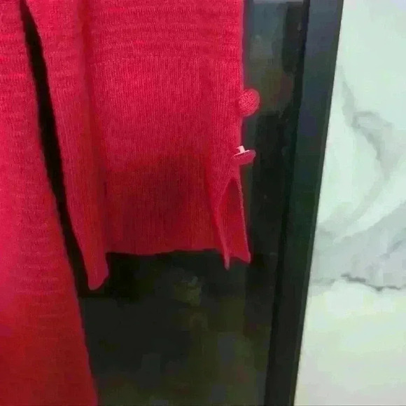 TANJAY  | Women's Red Ribbed 3/4 Length Sleeve Crewneck Sweater Size Smal… - Picture 3 of 4